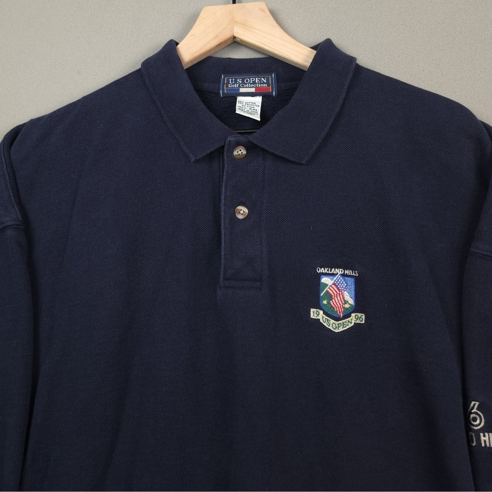 Vintage 1996 US Open Oakland Hills Golf Collection Navy Polo Sweatshirt Mens XXL